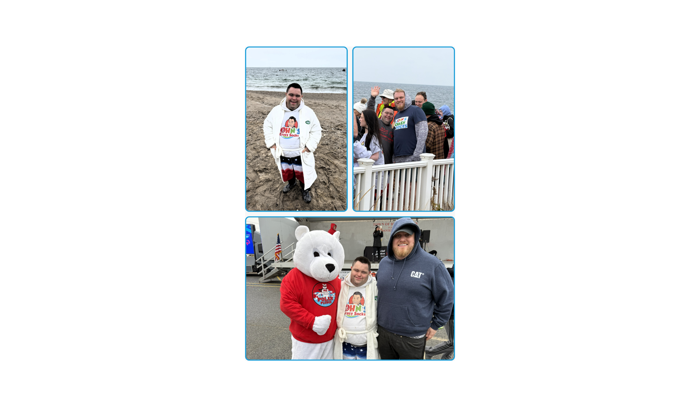 A collage of John and Jaime at the Polar Plunge.