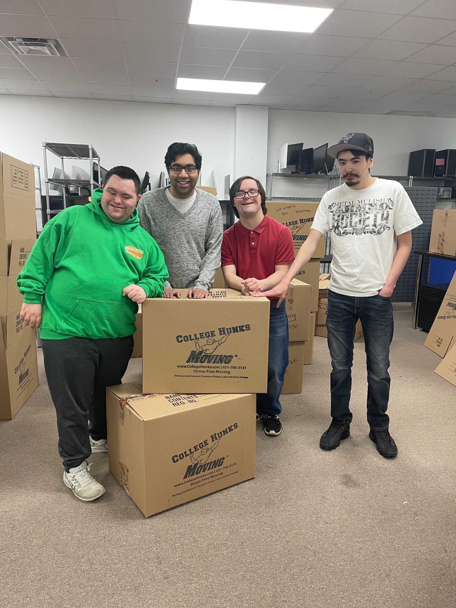 Team packing boxes before the big move