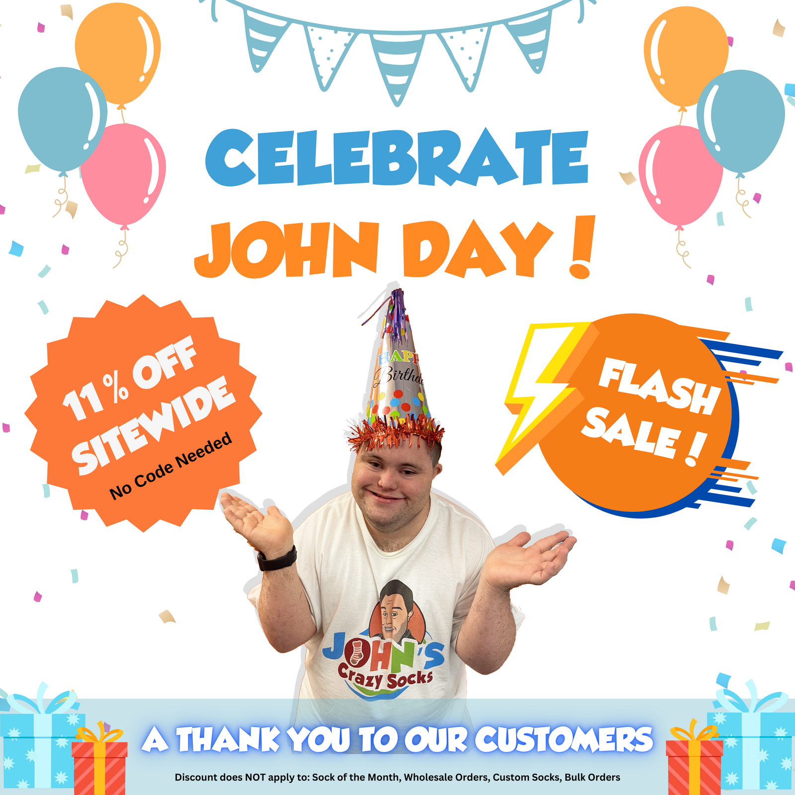 Forget Prime Day, It’s John Day (August 11) at John’s Crazy Socks