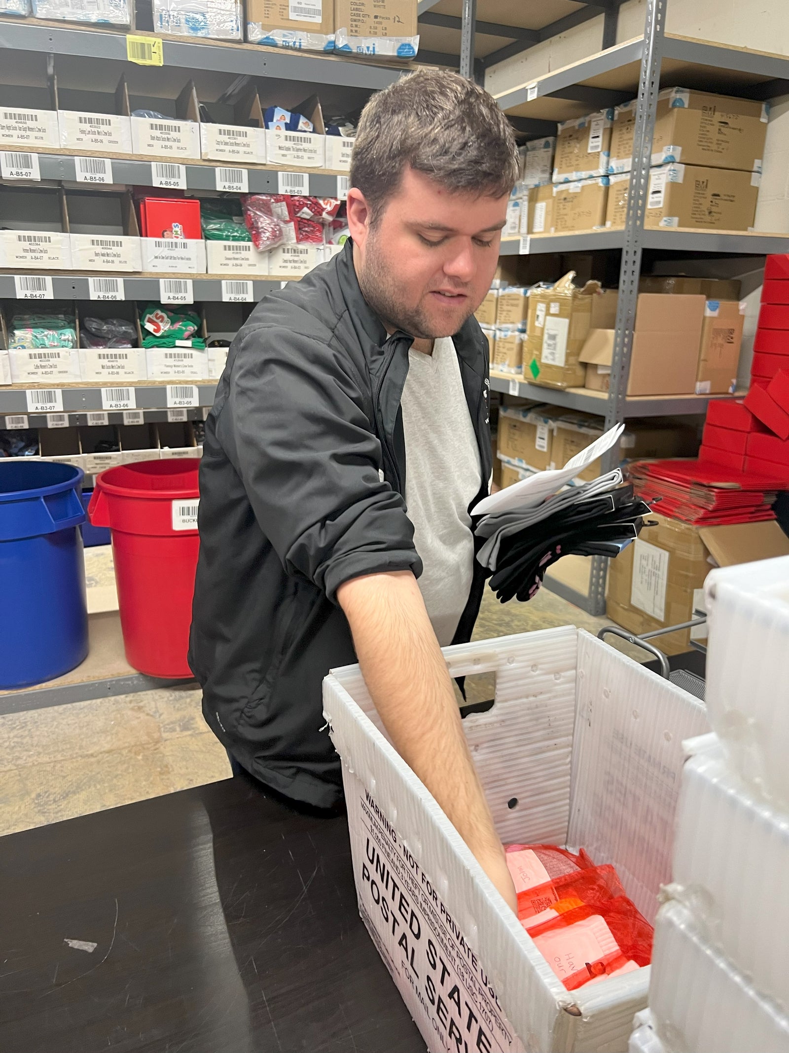 Patrick picking socks