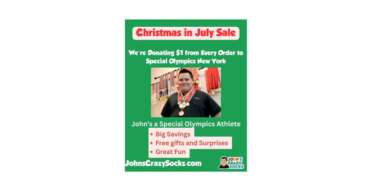 John, a proud Special Olympics athlete, invites you to celebrate our Christmas in July Sale—every order sends $1 to Special Olympics New York!