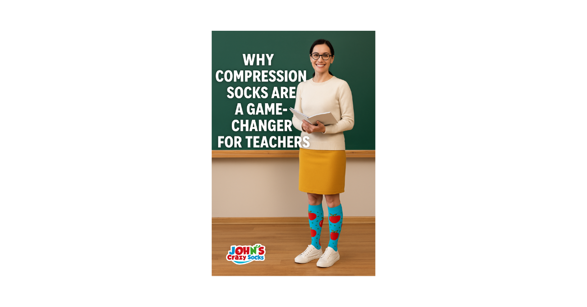 A graphic showing why compression socks are a game-changer for teachers.