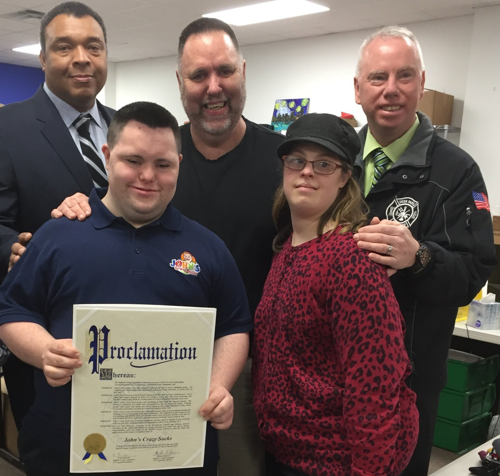 John’s Crazy Socks Recognized By Suffolk County Legislators for Outstanding Commitment to the Community