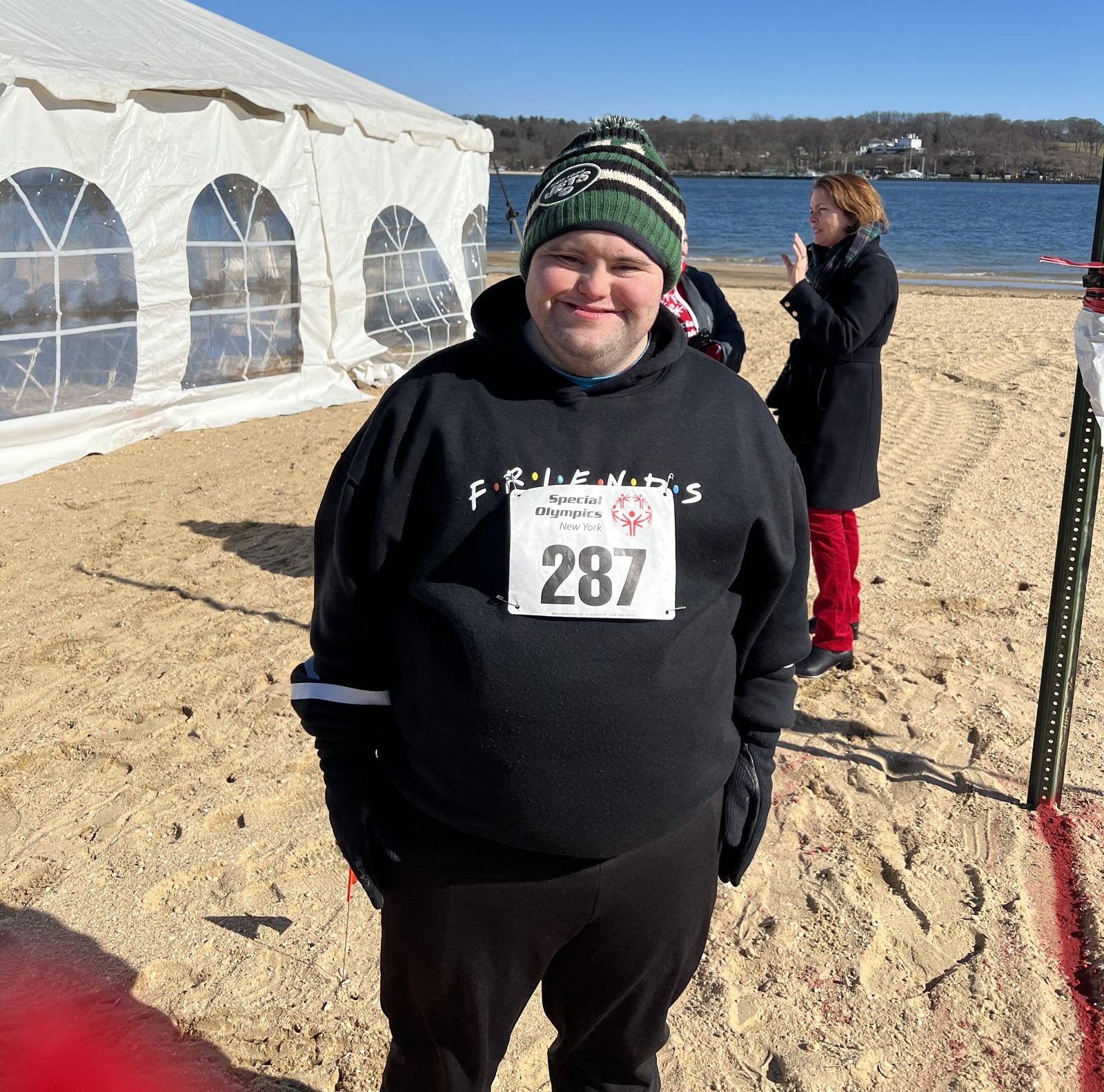 John and Andrew from John’s Crazy Socks Compete in Special Olympics Snowshoe Meet