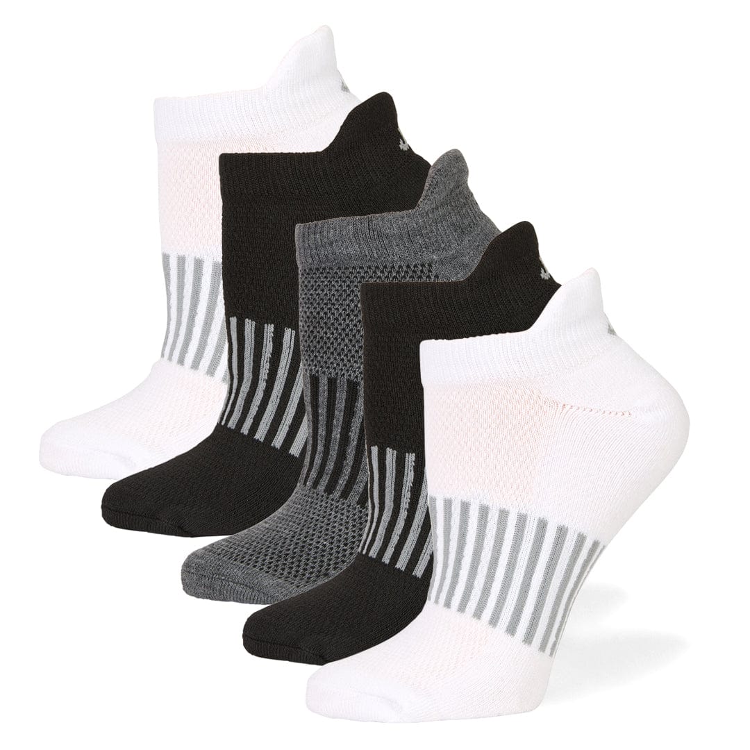 Athletic No Show 5 Pack - Black/White/Grey Assorted / Medium