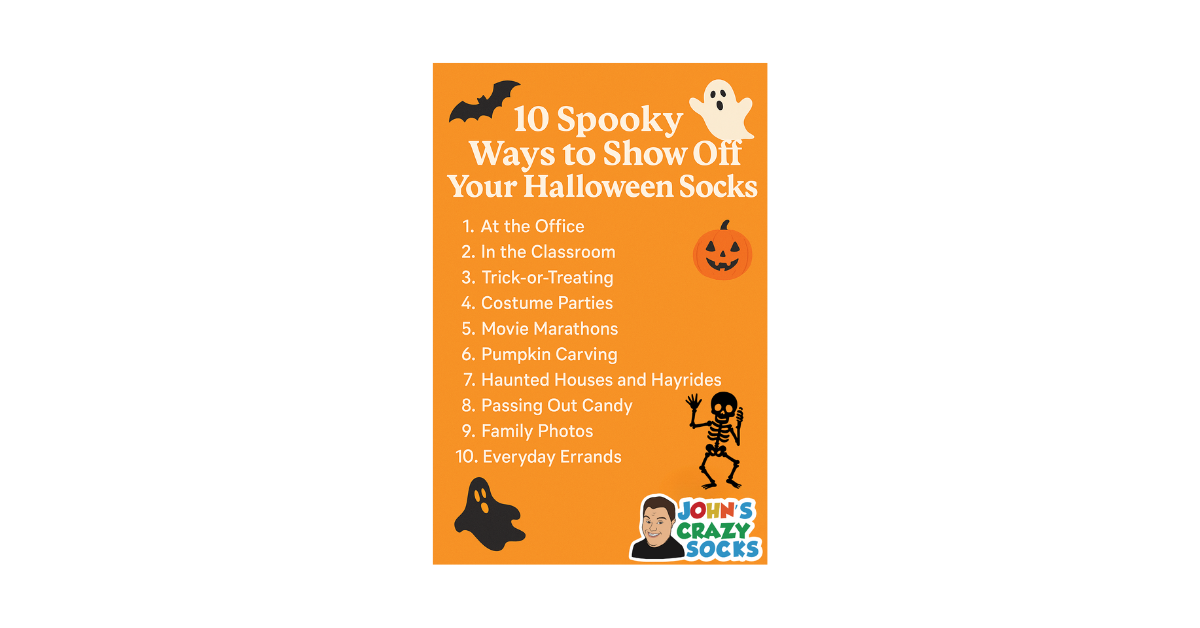 A graphic from John’s Crazy Socks shows 10 spooky ways to rock your Halloween socks.