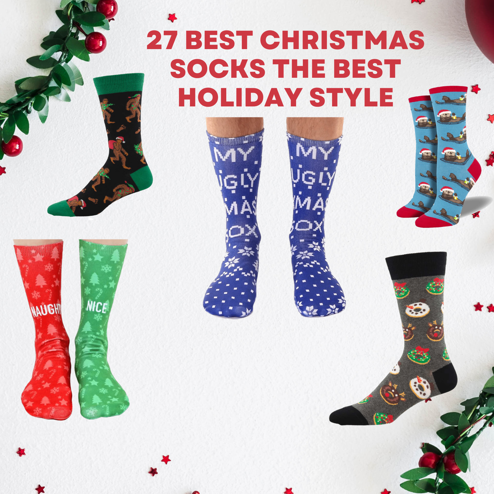 Bigfoot and Yeti Holiday Socks for Men - Shop Now