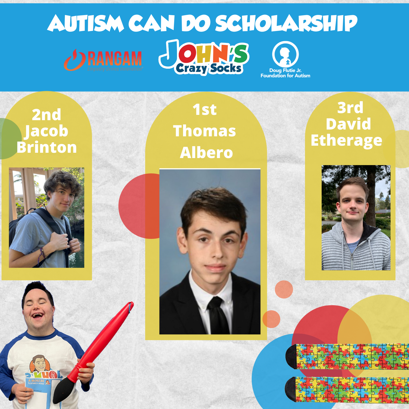 John’s Crazy Socks Announces the Winners of the Fourth Annual “Autism Can Do” Scholarship