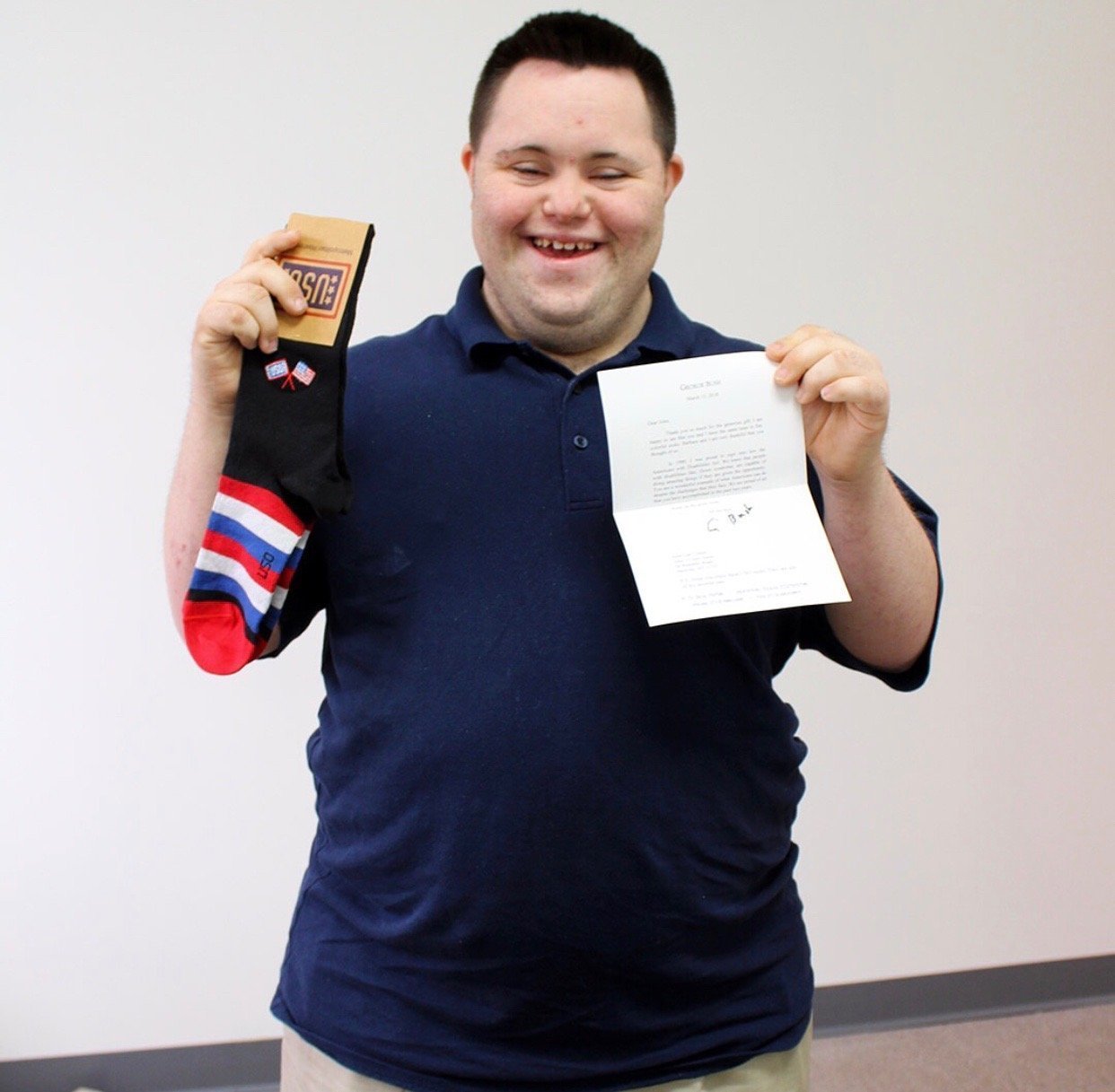 John with Letter from President George H.W. Bush