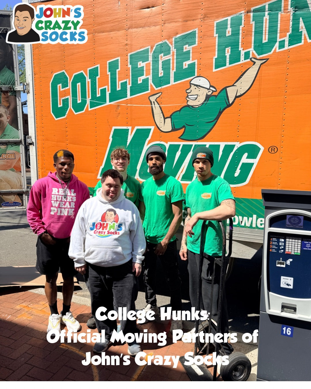 Two Great Organizations Collaborate: College Hunks and John’s Crazy Socks