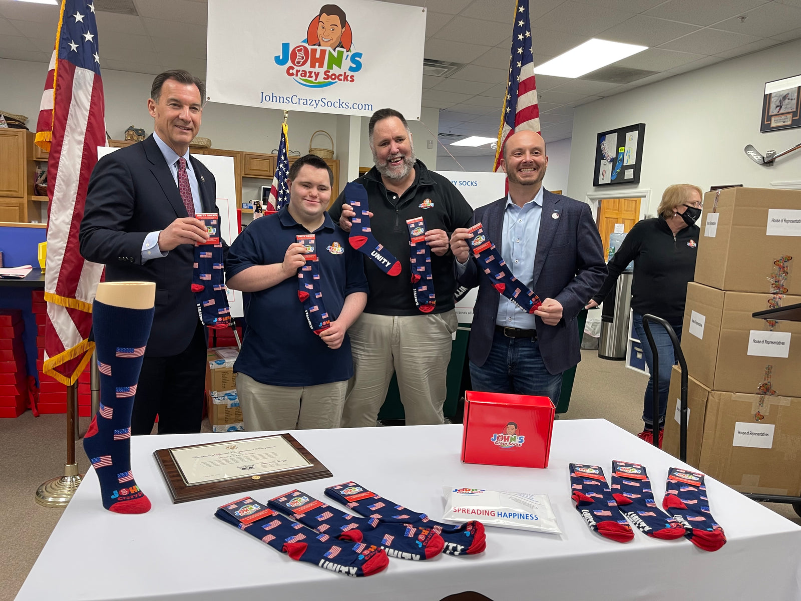 John Presents Unity Socks to Members of Congress