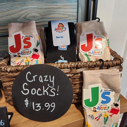 Find John’s Crazy Socks at Esteamed Coffee in Cary, North Carolina