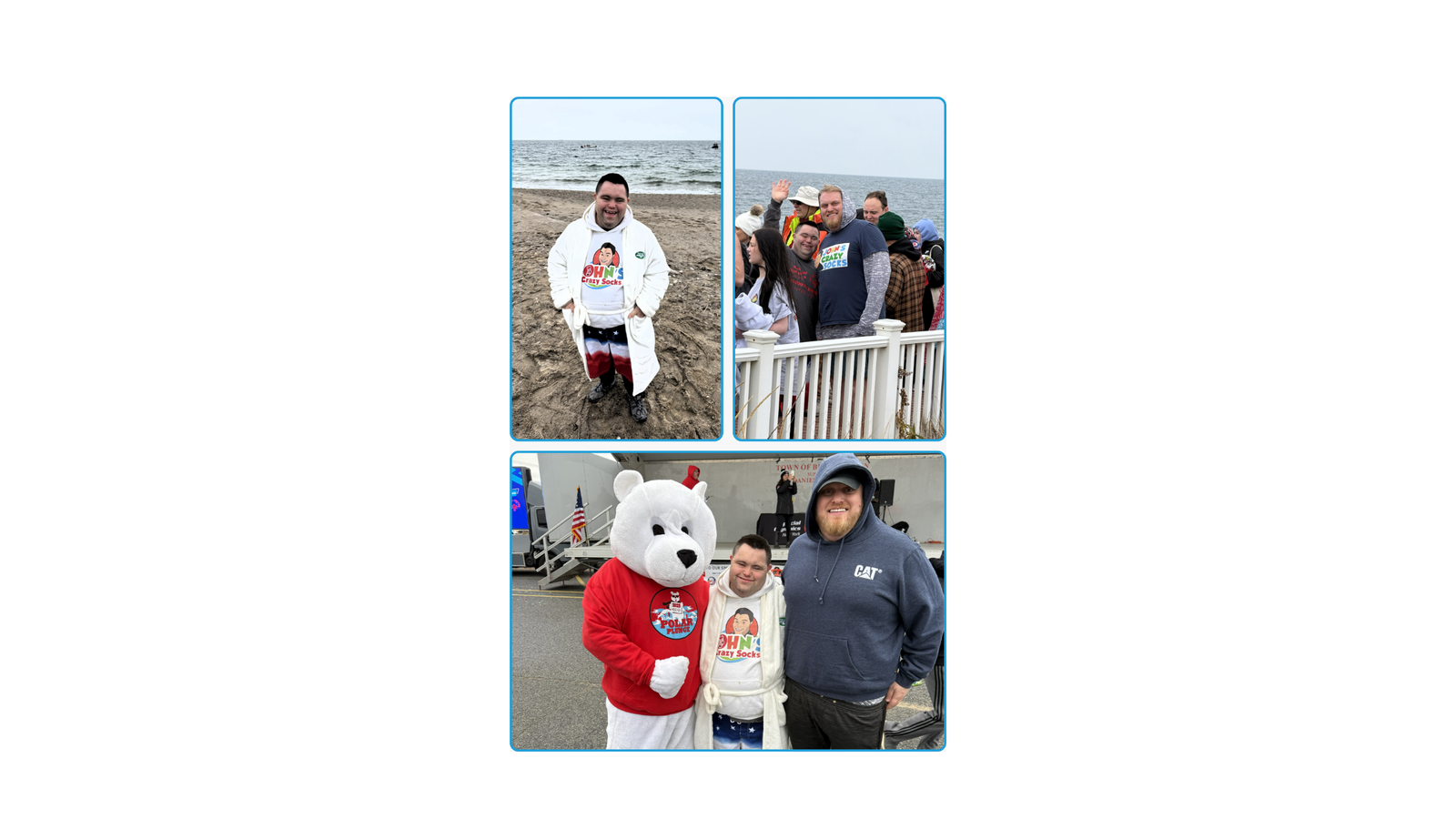 A collage of John and Jaime at the Polar Plunge.