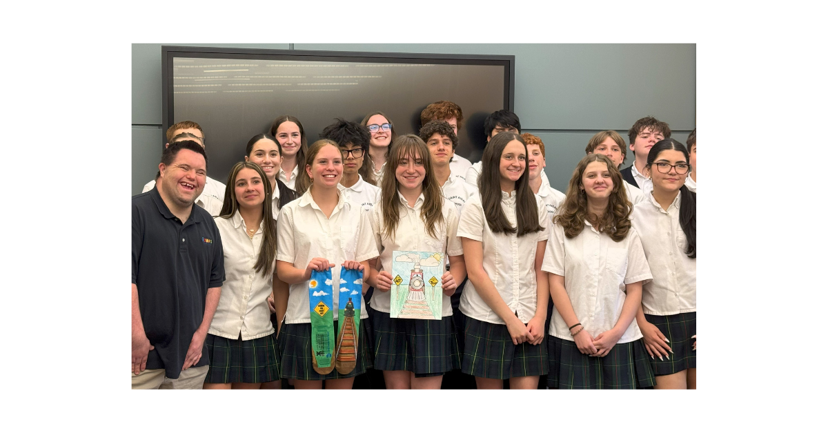 John Cronin with the students From St. Aidan's School.