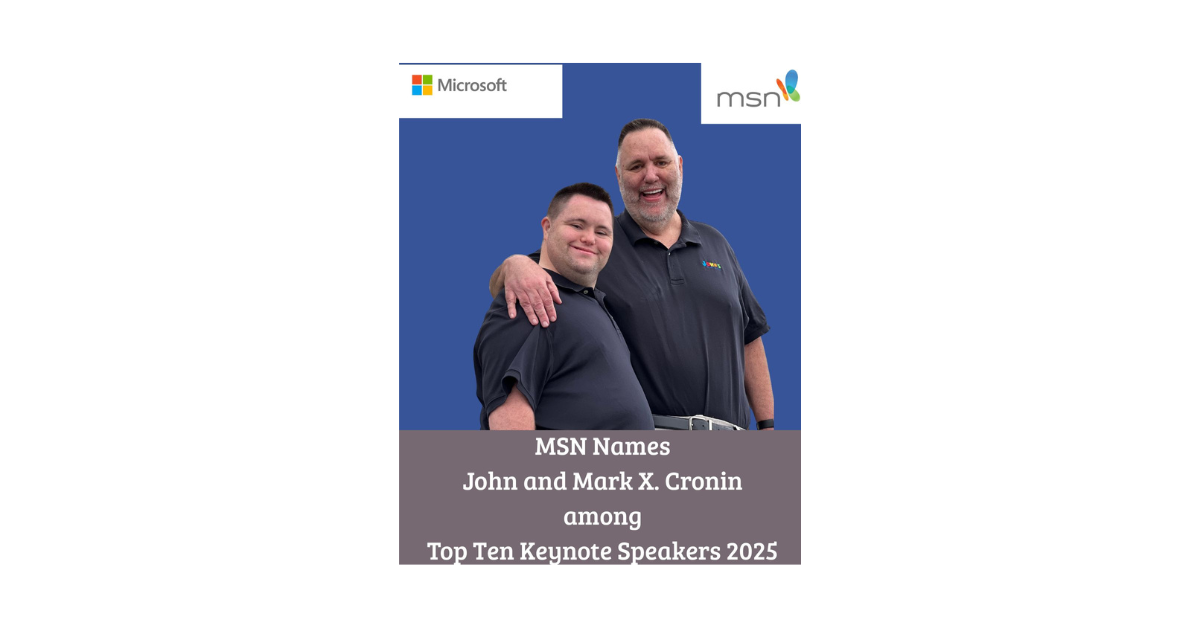A graphic of John and Mark X. Cronin being named among MSN’s Top Ten Keynote Speakers for 2025.