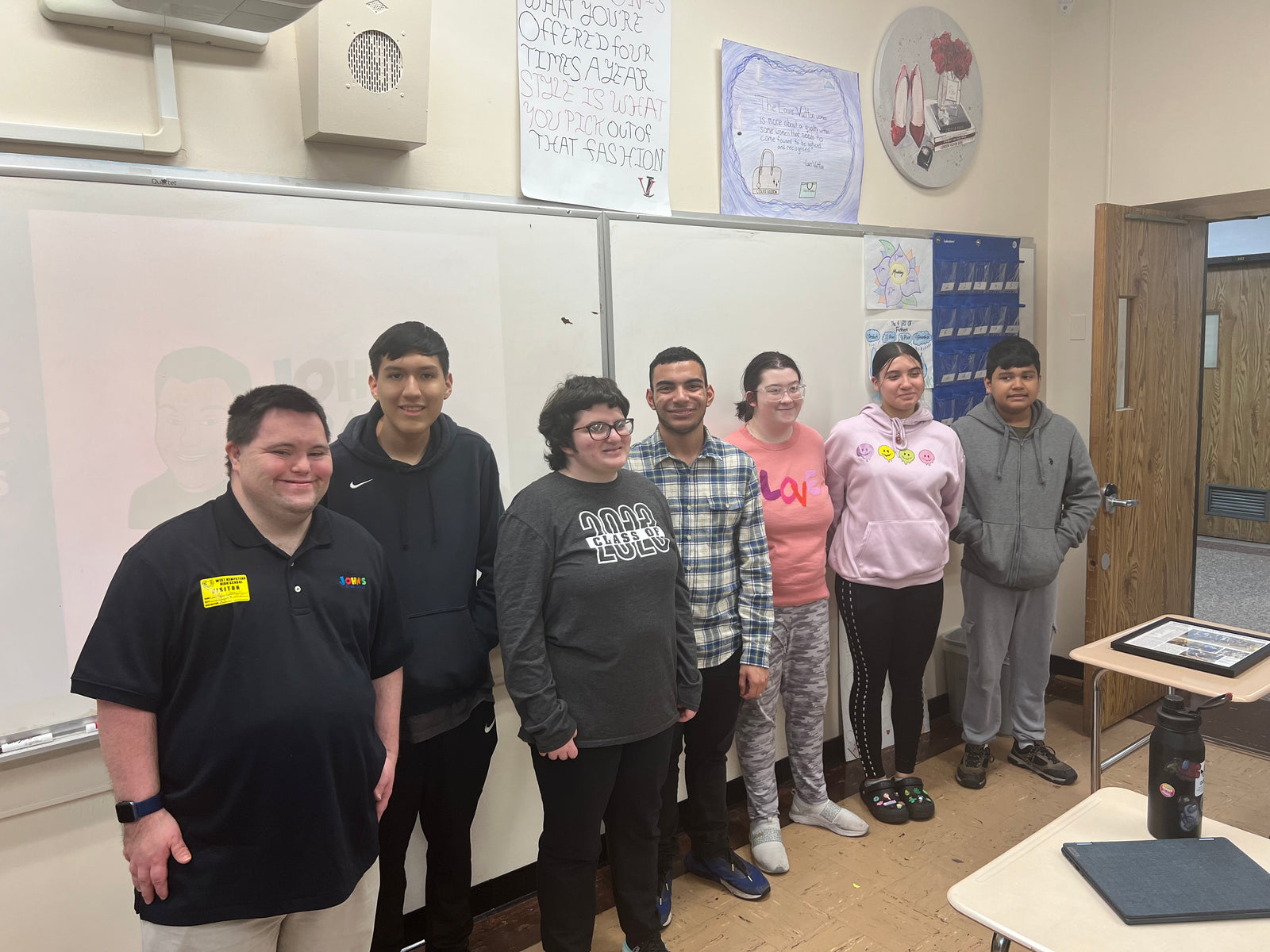 John and Mark of John’s Crazy Socks Speak to the Fashion Program at West Hempstead High School