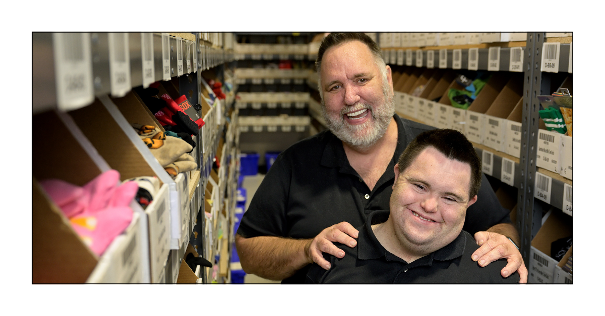 John and Mark Cronin, co-founders of John's Crazy Socks at their warehouse.