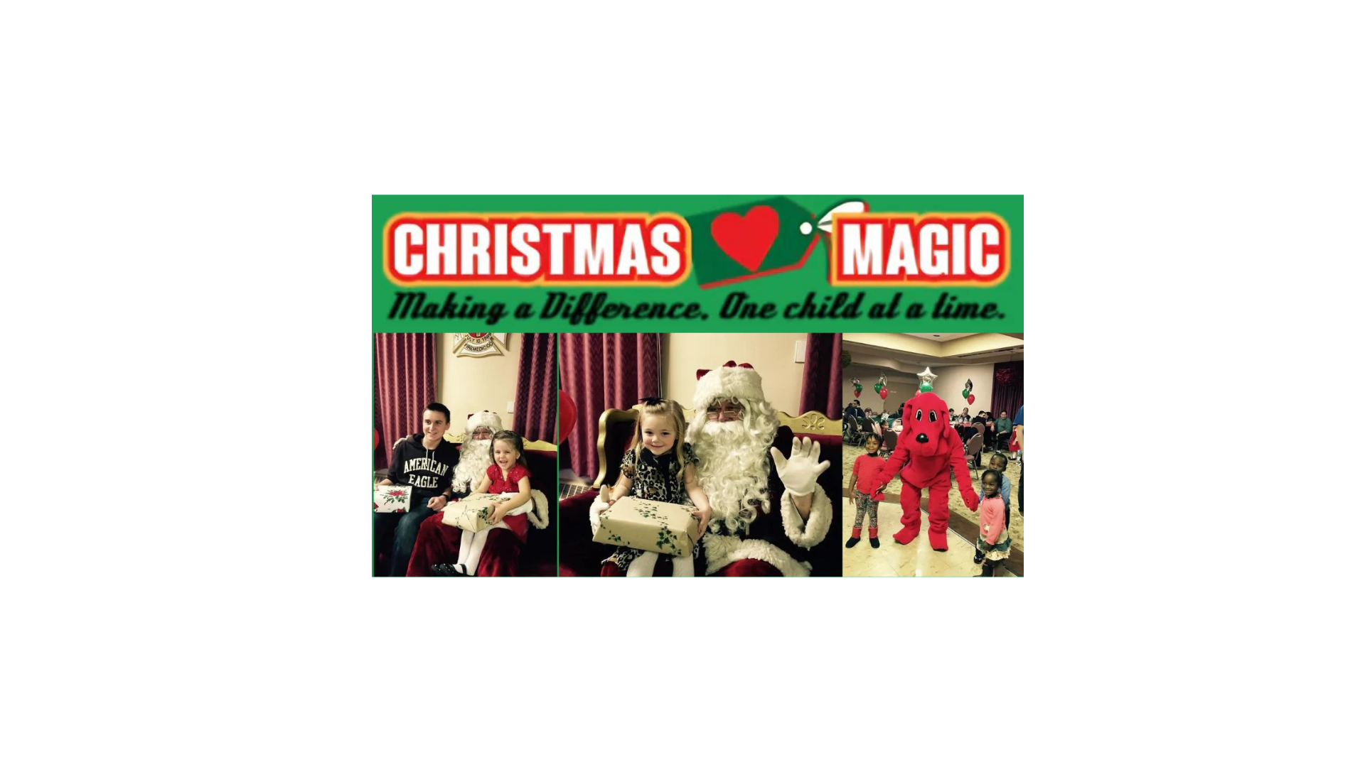 John’s Crazy Socks will donate a pair of socks to Christmas Magic for every order placed until Christmas. The image features festive scenes with Santa and happy children.