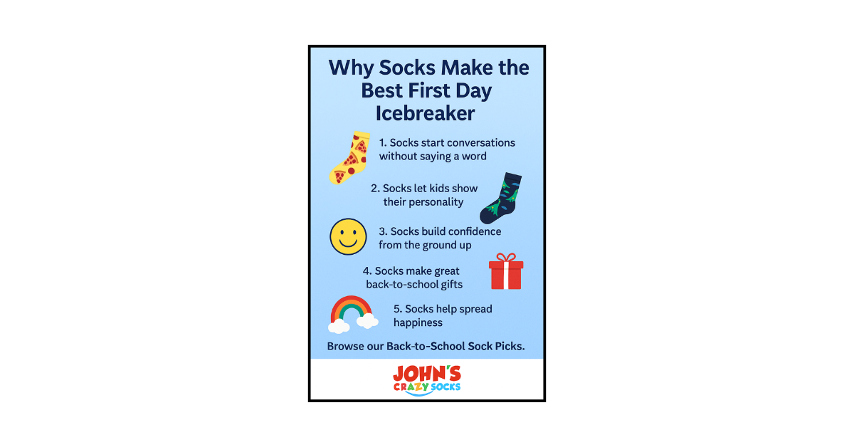 An infographic on why socks are the best first-day icebreaker.