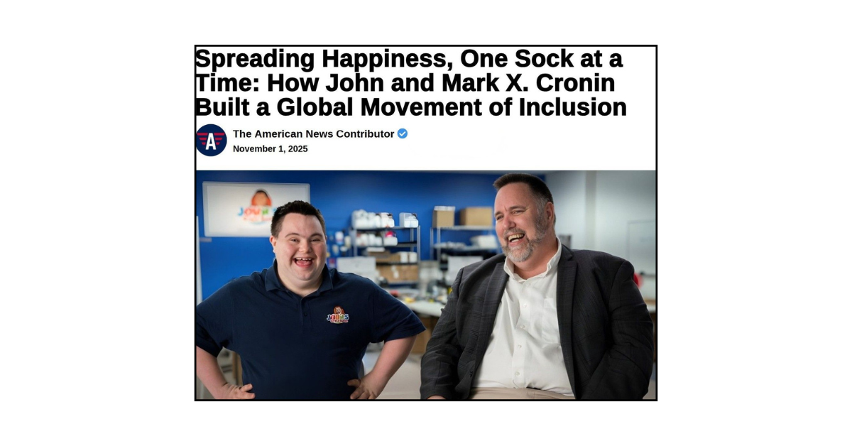 A feature in The American News highlights John and Mark X. Cronin’s journey of spreading happiness and inclusion through John’s Crazy Socks.