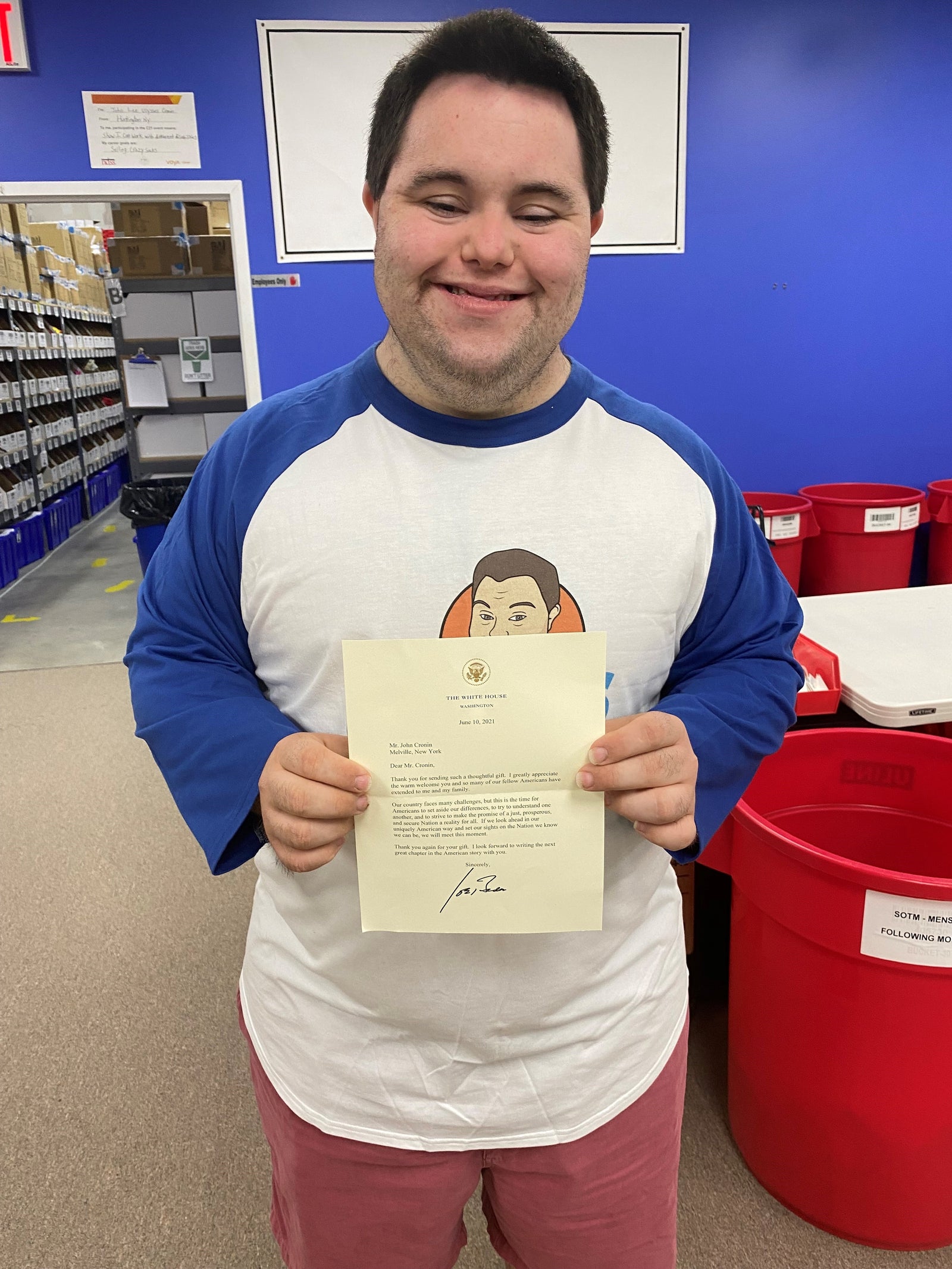 John Receives Thank You Letter from President Biden