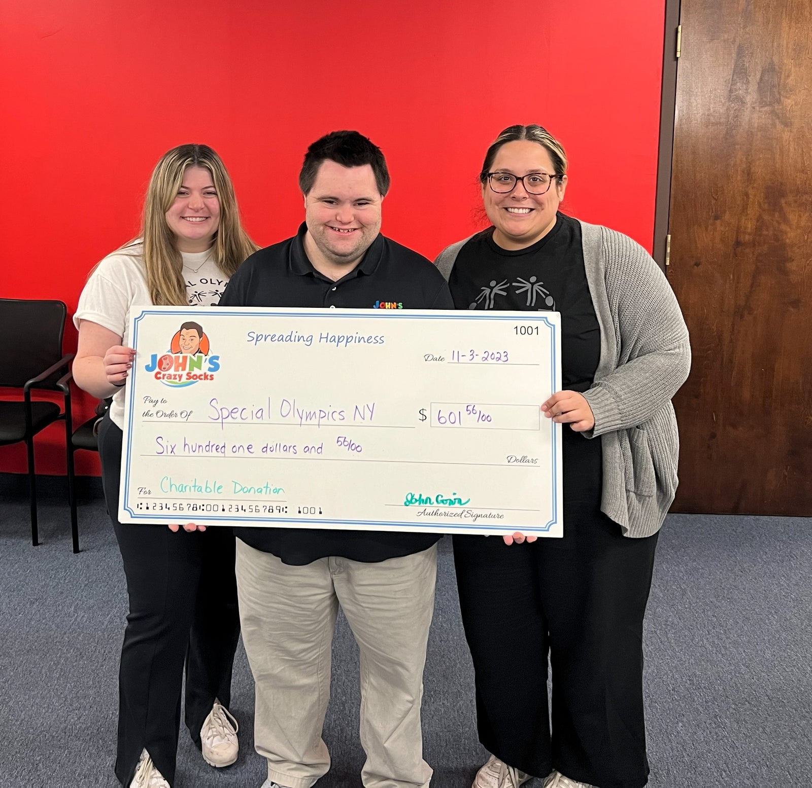 John Cronin Delivers a Quarterly Donation to Special Olympics NY