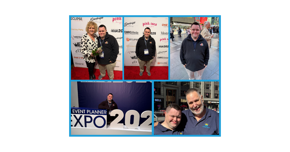 A collage of John and Mark at the Event Planner Expo and Times Square, celebrating a milestone moment in NYC.