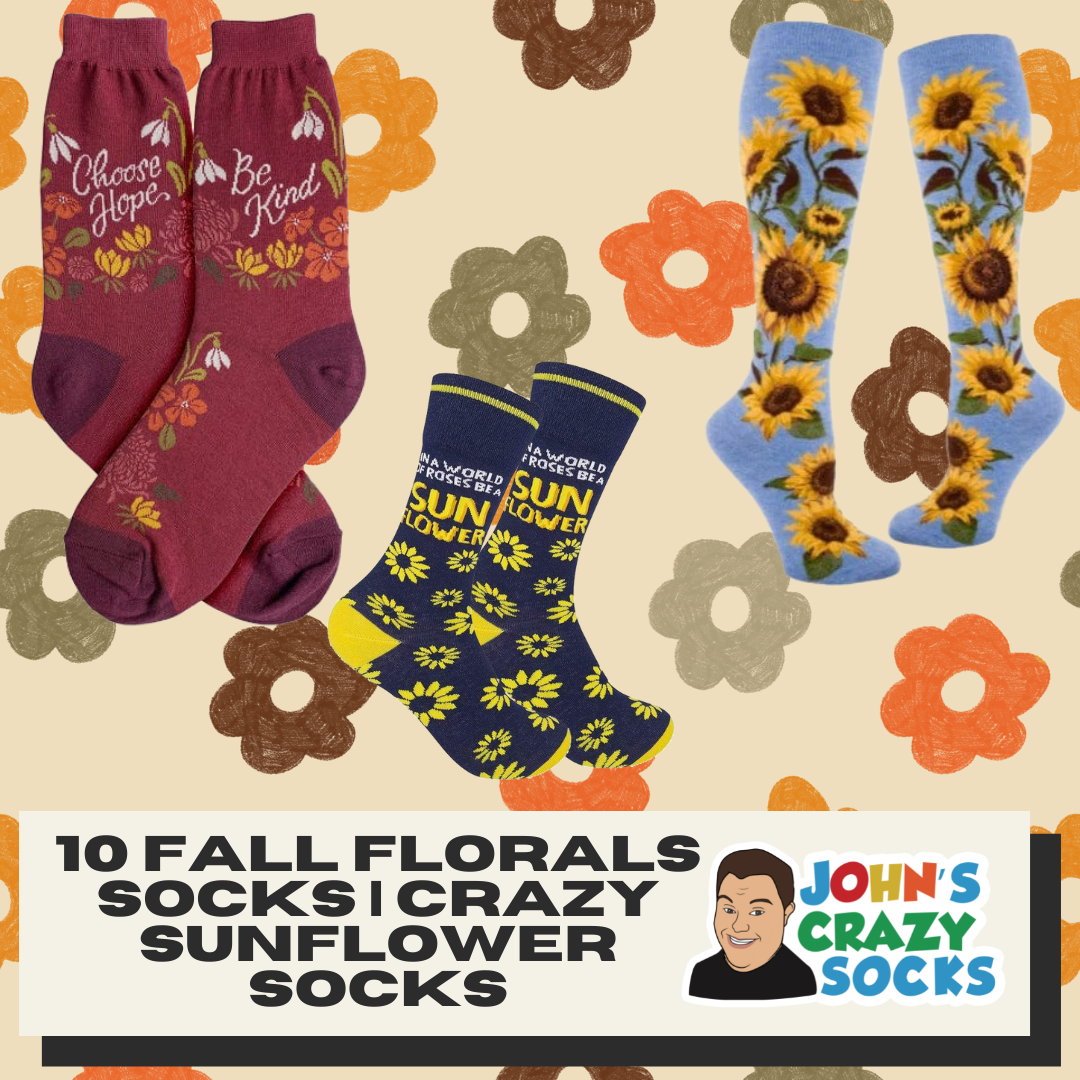 10 Fall Florals Socks | Crazy Sunflower Socks - John's Crazy Socks