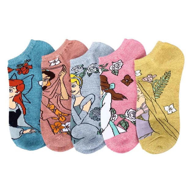 Disney Princess Floral 5 Pair Ankle Socks Multi