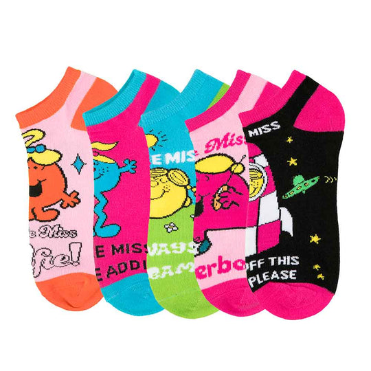 Little Miss Characters 5 Pair Ankle Socks Multi