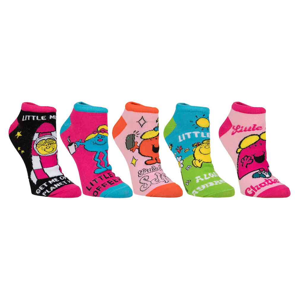 Little Miss Characters 5 Pair Ankle Socks Multi