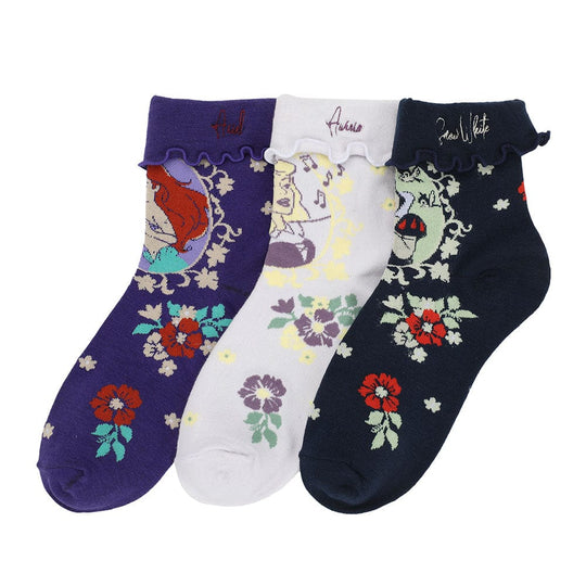 Disney Princess Women's 3 Pair Quarter Crew Socks Multi