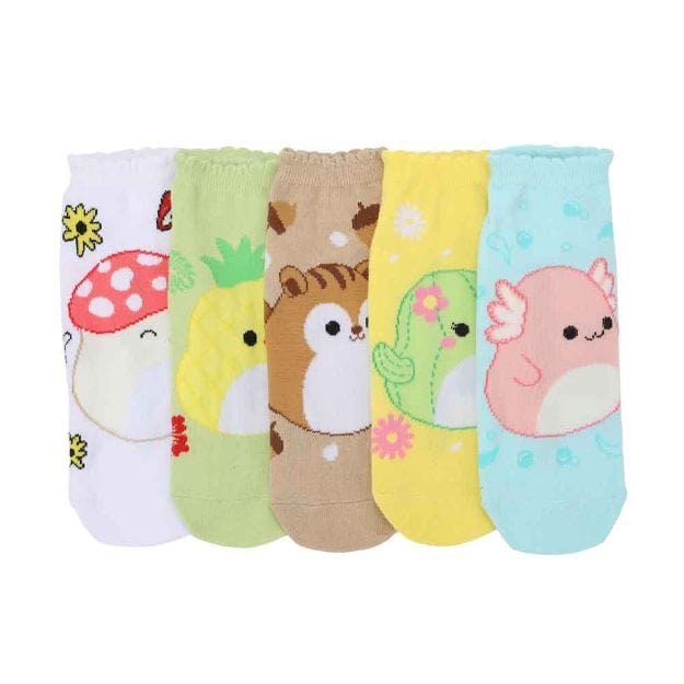 Squishmallows Scalloped Cuff 5 Pair Ankle Socks Multi