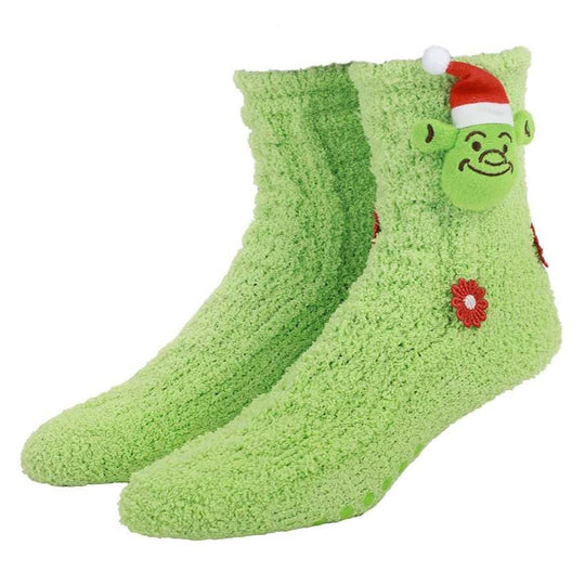 Shrek Santa 3D Chenille Women's Crew Sock Green