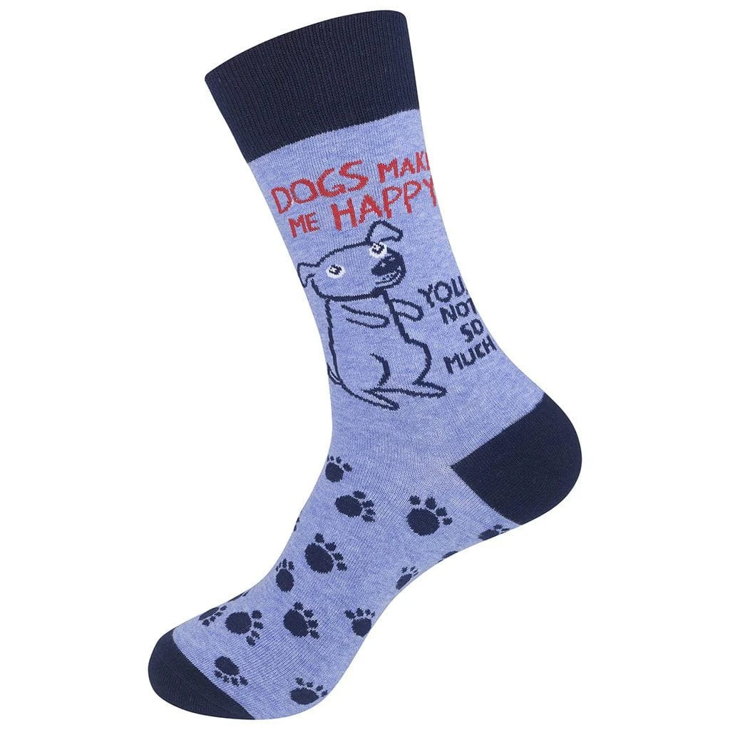 Dogs Make Me Happy Crew Socks Blue