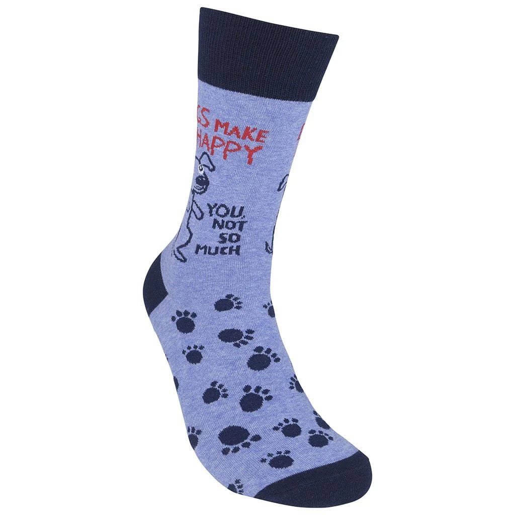 Dogs Make Me Happy Crew Socks Blue