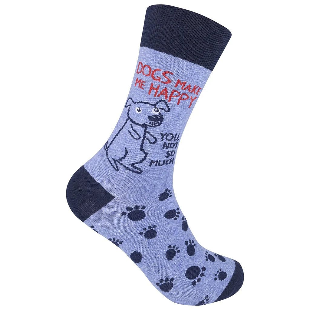 Dogs Make Me Happy Crew Socks Blue