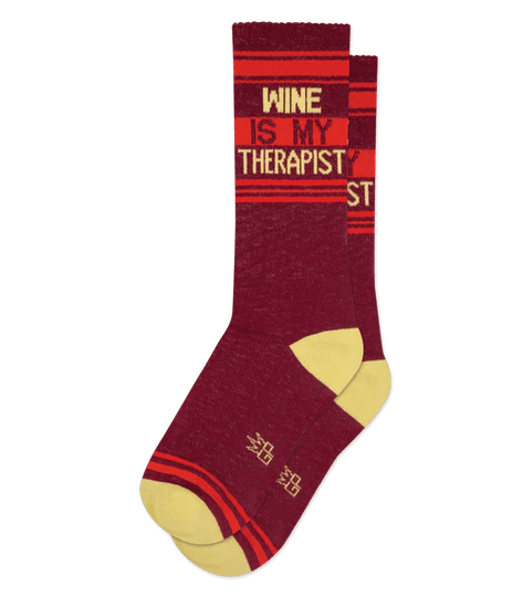 Wine Is My Therapist Unisex Crew Socks Red