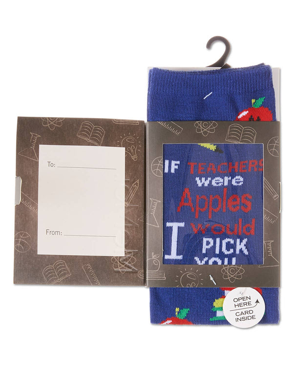 Women's If Teachers Were Apples Greeting Card Socks OS / Surf the Web Infinity Classics International Inc.