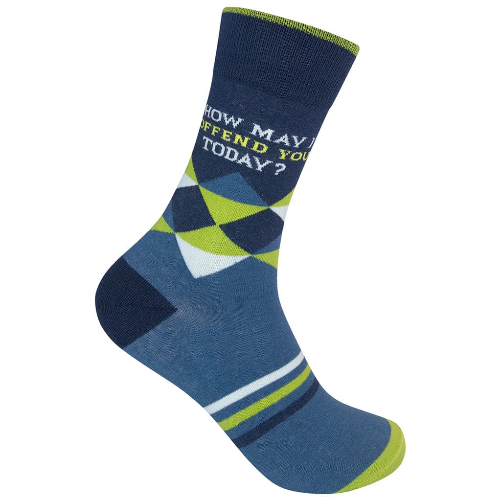 How May I Offend You Today? Crew Socks Blue