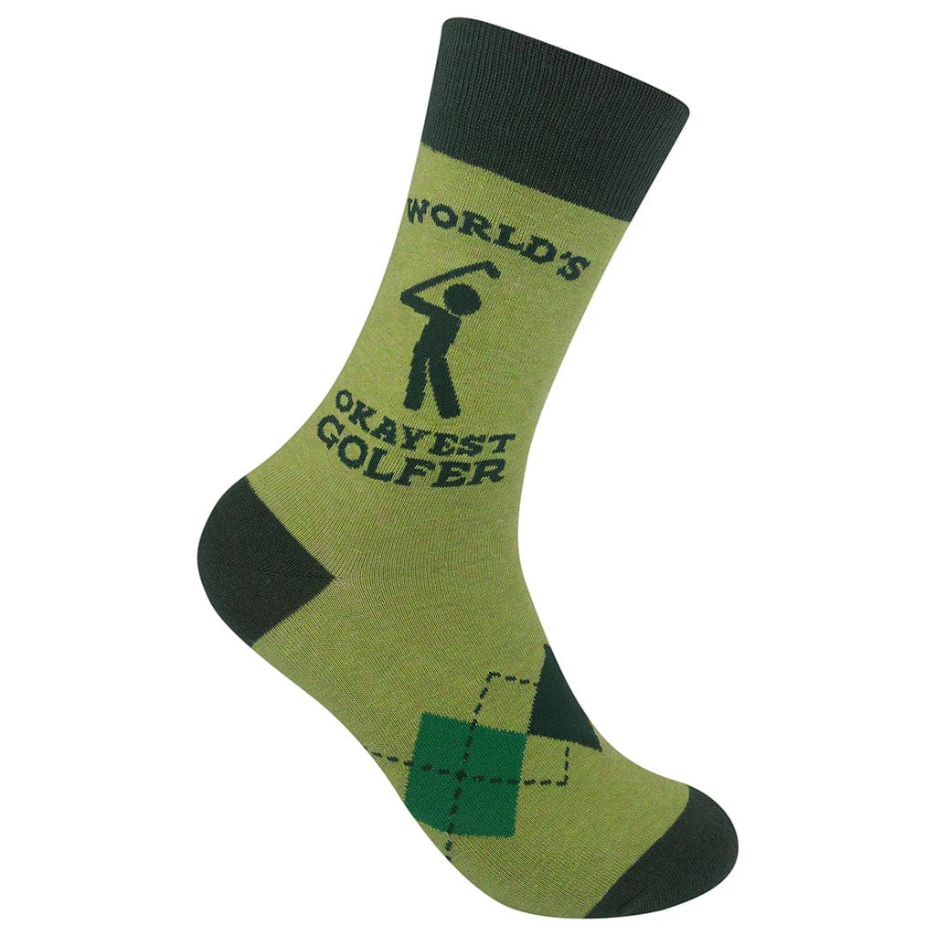 World's Okayest Golfer Crew Socks Green