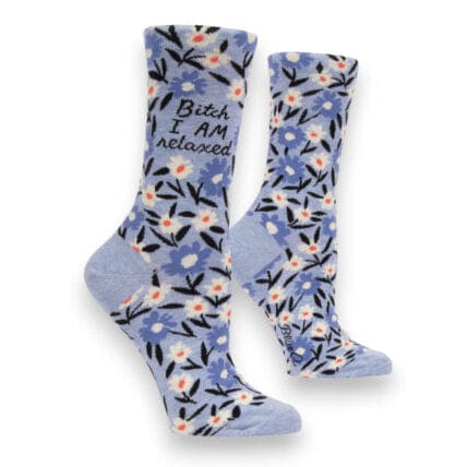 Bitch I Am Relaxed Women&#39;s Crew Socks Blue