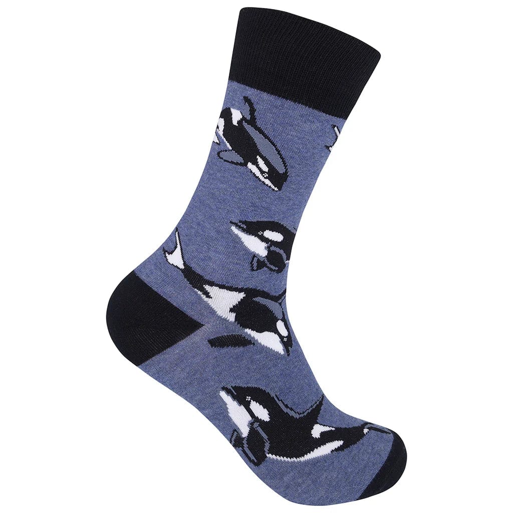 Orca Killer Whale Crew Socks Blue