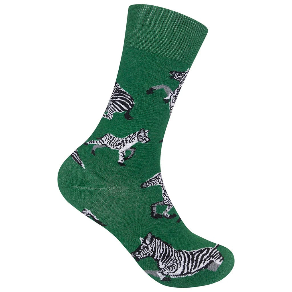 Zebra Crew Socks Green