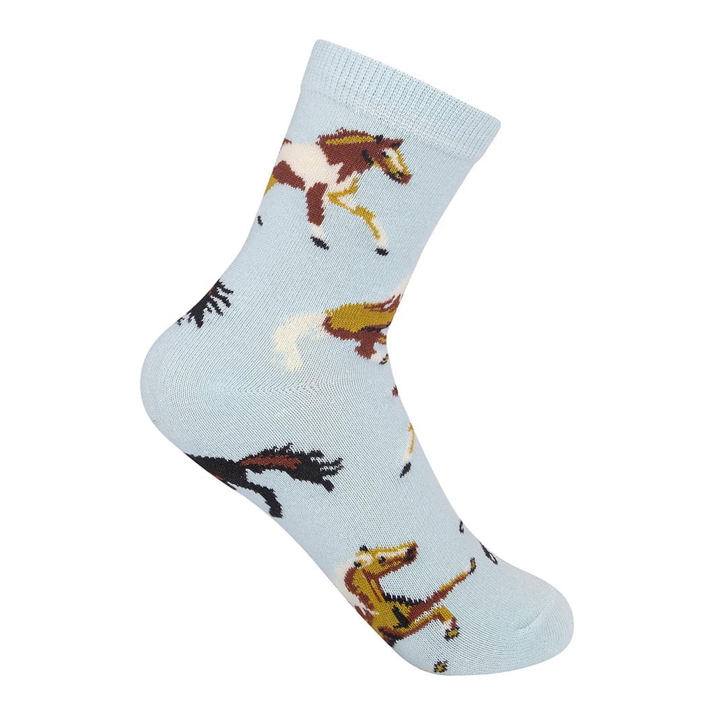 Horse Kid's Crew Socks Blue