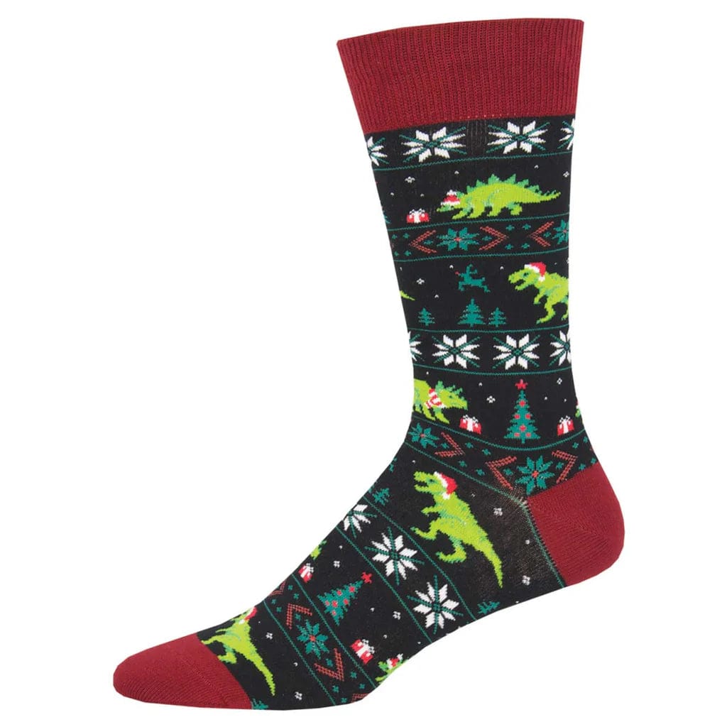 Santasaurus Rex Men’s Crew Socks Black