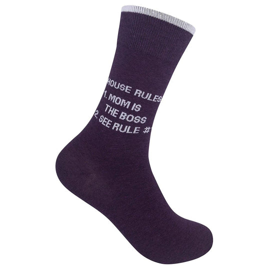 House Rules Mom Is The Boss Unisex Crew Socks Purple