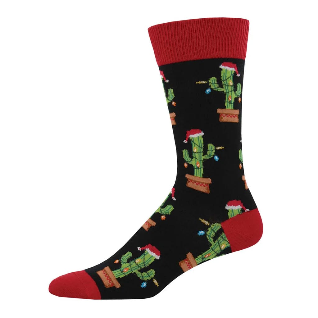 Christmas Cactus Men’s Crew Socks Black