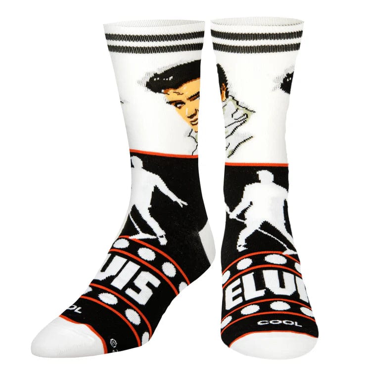 Elvis Glam Men's Crew Socks White