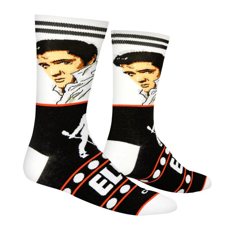Elvis Glam Men's Crew Socks White